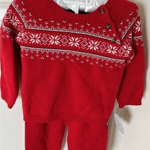 Red Kids Sweater with Snowflake Pattern